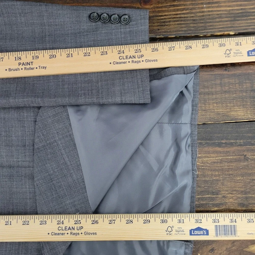 Chaps Men's Sport Coat Blazer Two‎ Button Gray Sharkskin Wool Solid Size 48R